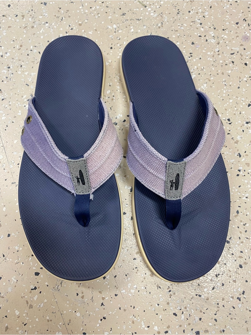johnnie-O Men’s 11 Navy and Dusk Light Purple Flip-Flops